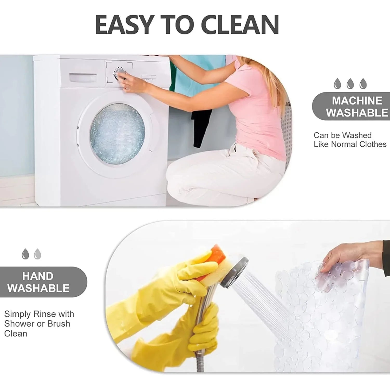 Premium Transparent Non-Slip Shower Mat 20.5x21 PVC Bathtub Mat with Strong Suction Cups Pebble Texture Quick Drain Holes