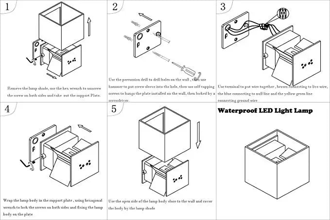 6W/12W LED Wall Light Outdoor Waterproof IP65 Garden Yard Wall Lamp Indoor Bedside Decoration Lighting Aluminium AC110V 220V