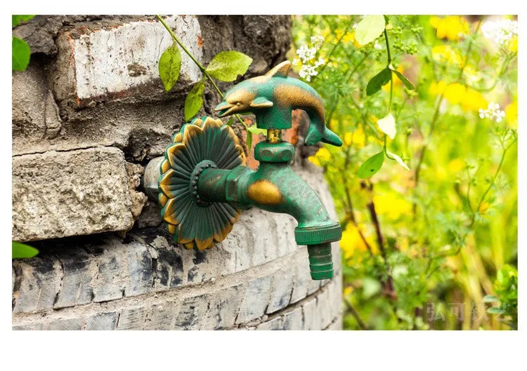Bathroom Garden Faucet Antique Brass Kindergarden Wall Mount Animal Cold Water Faucet Basin Faucet
