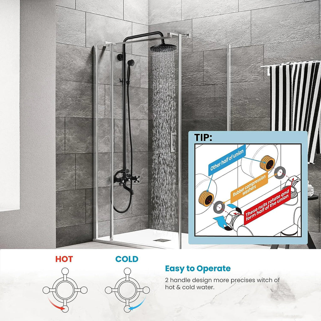 ZAPPO Antique Shower Set Wall Bathroom Bath Shower Faucet Rainfall Brass Shower System with Swivel Spout Mixer Tap Sliding Bar
