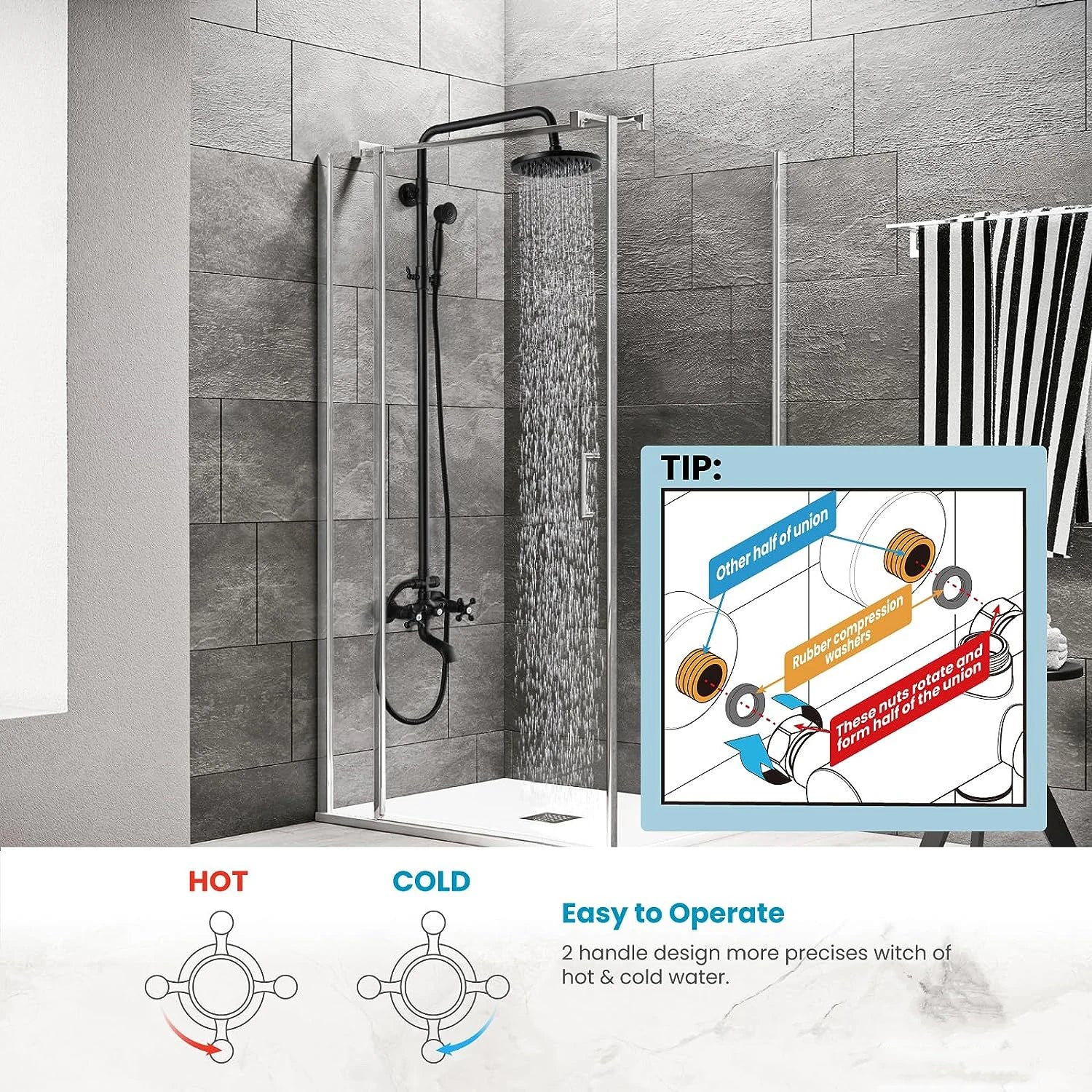 ZAPPO Antique Shower Set Wall Bathroom Bath Shower Faucet Rainfall Brass Shower System with Swivel Spout Mixer Tap Sliding Bar
