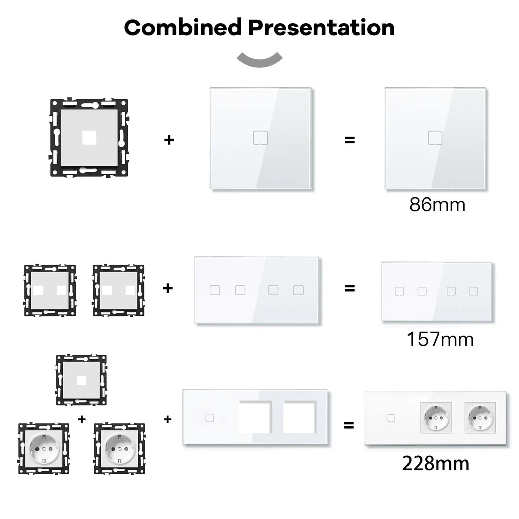 BSEED 1/2/3/4Gang WIFI Touch Switch Glass Panel Smart Wall Light Switch Touch Screen Phone Fast Charge USB C Socket E Series