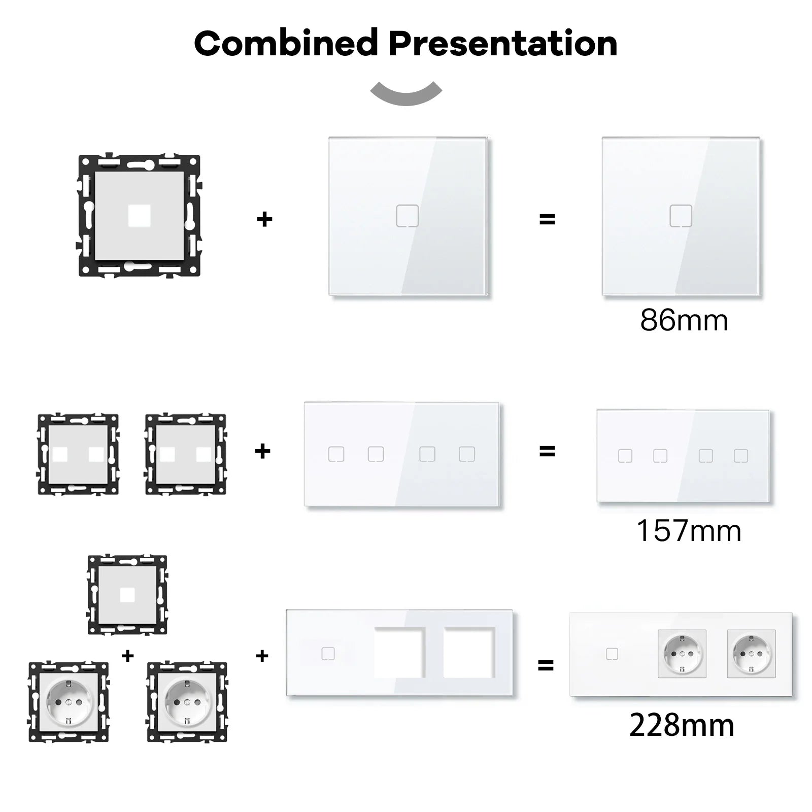 BSEED 1/2/3/4Gang WIFI Touch Switch Glass Panel Smart Wall Light Switch Touch Screen Phone Fast Charge USB C Socket E Series