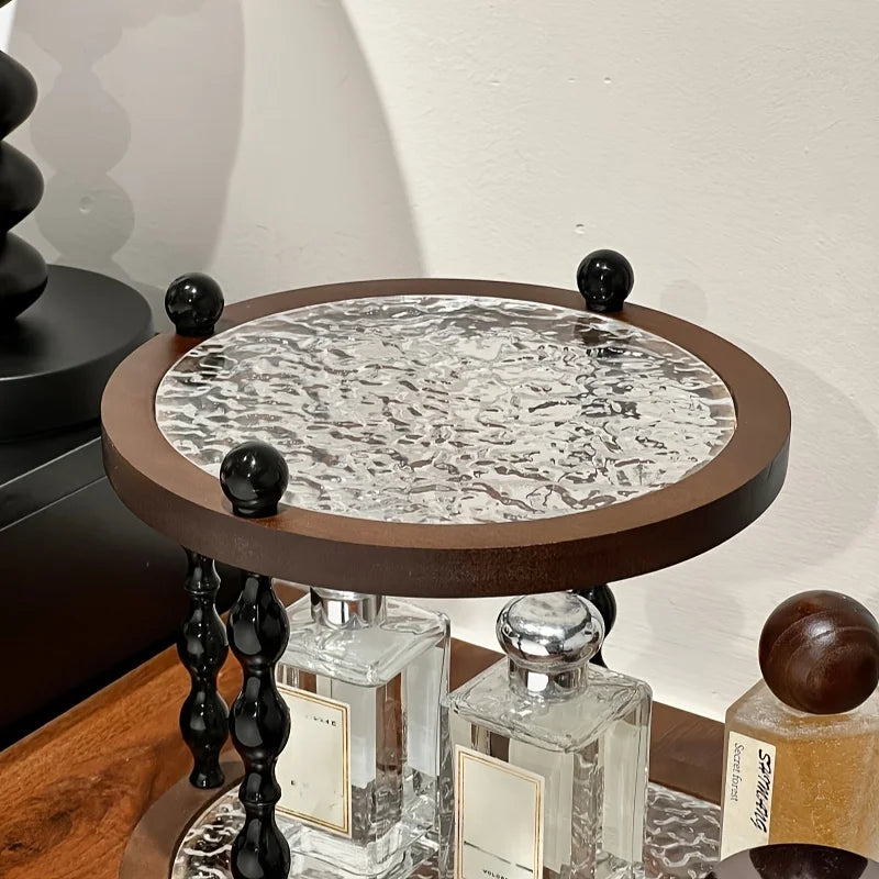 Retro Desktop Storage Rack Wood 2layer Cup Holder Shelf Desktop Organizer Countertop Porch Storage for Bathroom Porch Office