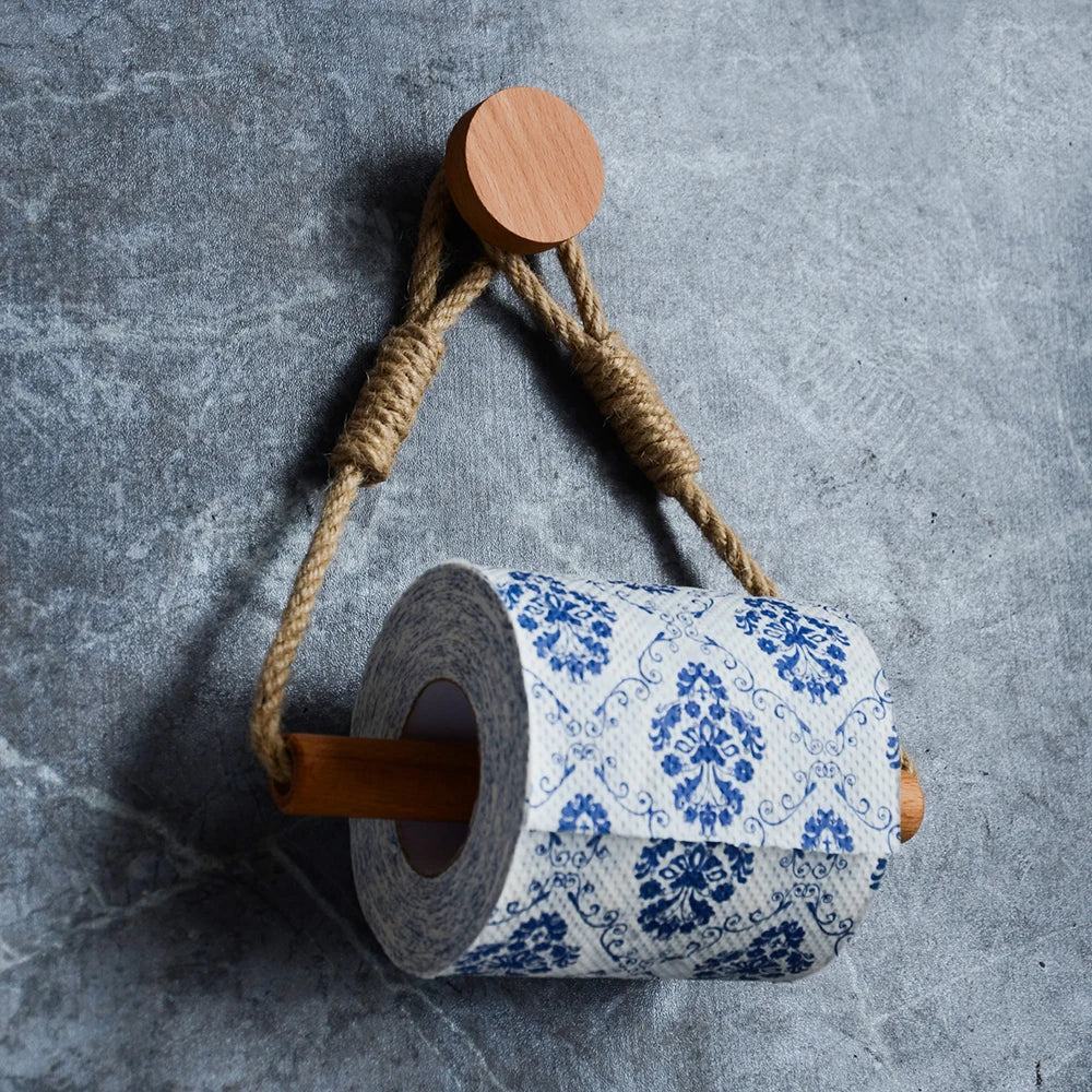 Toilet Paper Holder Wall Mounted WC Washroom Bathroom Accessories Wooden Rolling Paper Tissue Holder for Toilet Towel Rack
