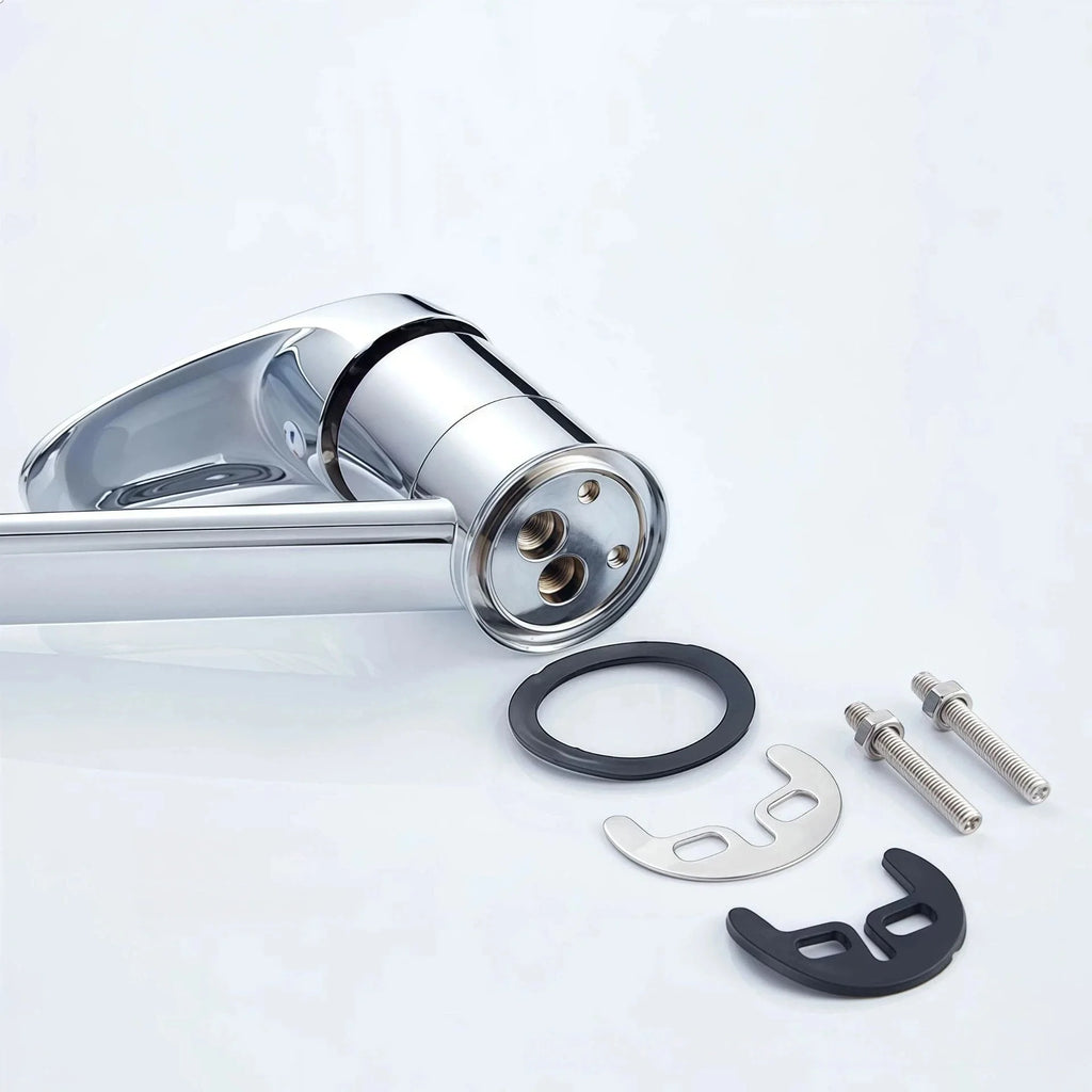 Wall Mounted Chrome Bathroom Shower Faucet Single Handle Bathtub Mixer Tap Hot Cold Water Valve with G1/2 Shower Hose Connector
