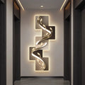 Nine Fish Entrance Decoration Painting, Modern Light Luxury Wall Clock Painting, Corridor, High end LED Light Mural Painting