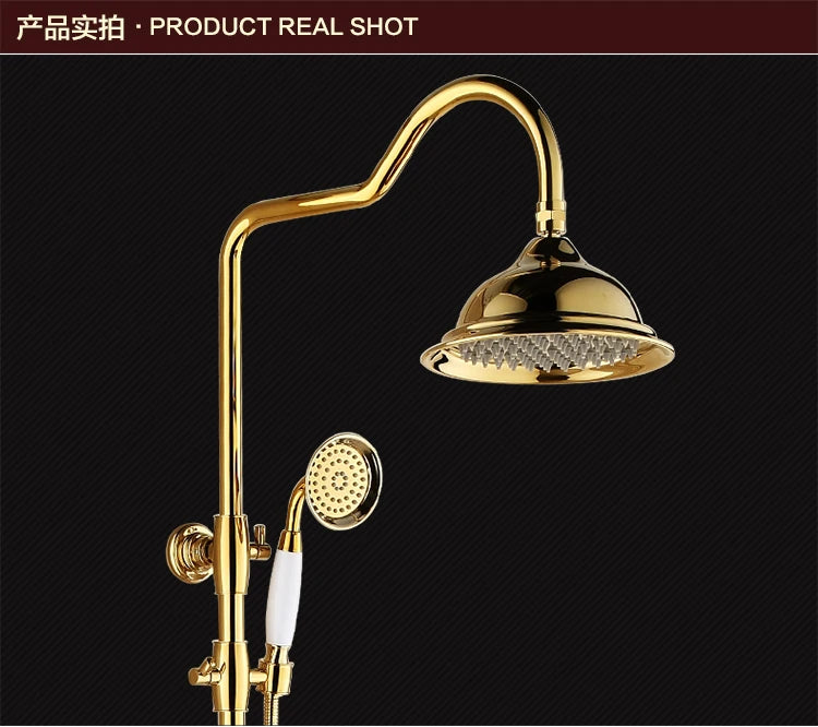 8 Inch Round Ceramic Handle Shower Head Bathroom Solid Brass Copper Rain Shower Head Waterall Hand Shower
