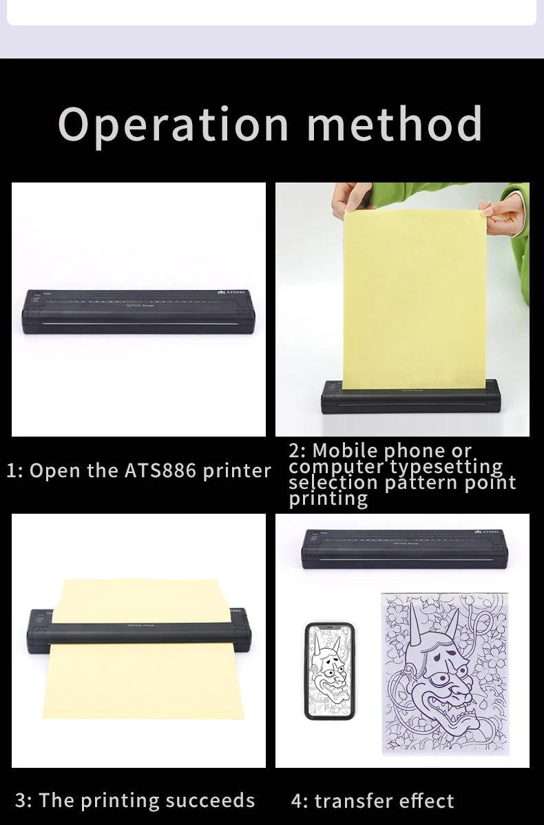 Tattoo Stencil Transfer Printer Machine ATS886 Tattoo Printer Portable Thermal Stencil Maker Line Photo Drawing Printing Copier