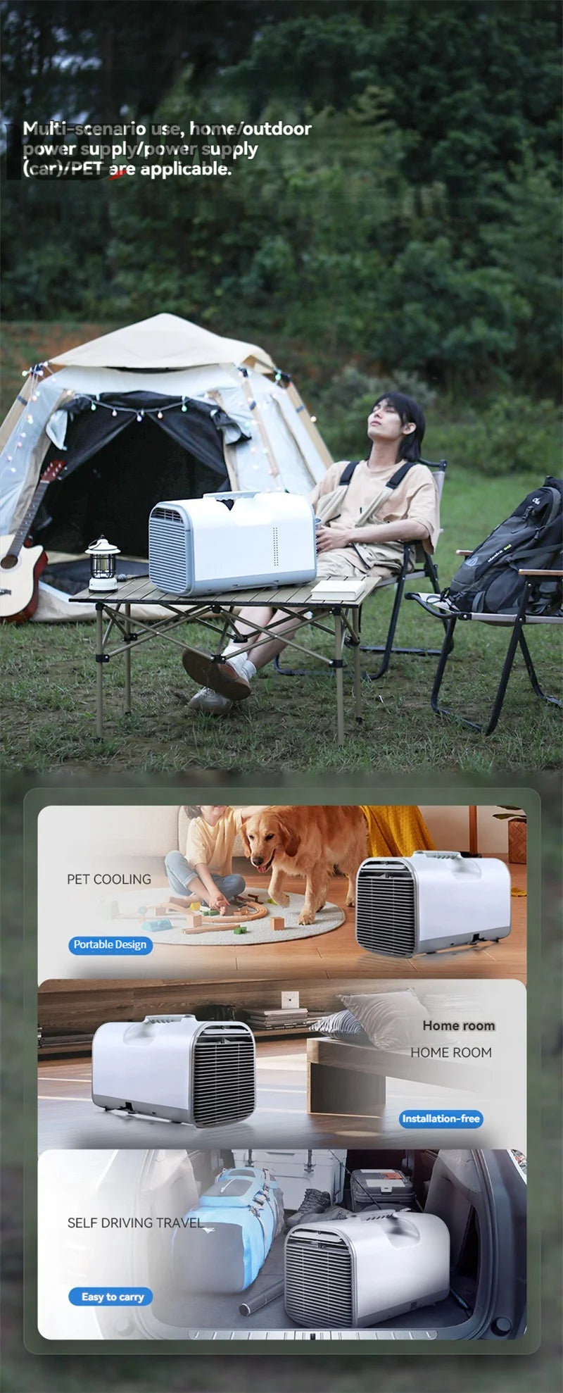 Portable Air Conditioners Outdoor Camping Air Cooler With Remote Control Audio Function Intelligent Hidden Panel 110v/220v/24v/1