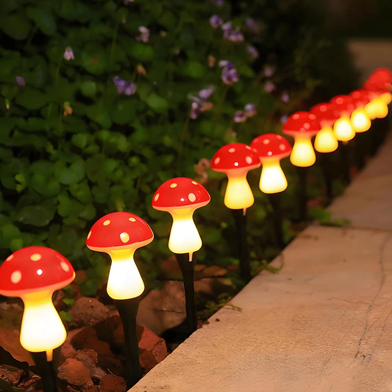 Outdoor LED Mushroom Decor Courtyard Lights Solar Power Waterproof Solar Path Ground Lights for Villa Walk Street Lawn Decor