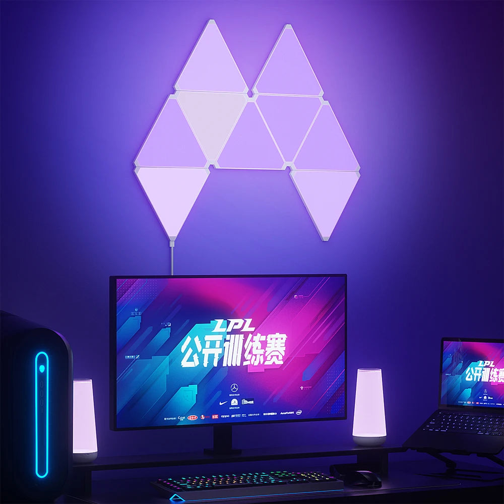 Smart APP WIFI RGB Thin Quantum Lamp USB 5V Music Sync LED Night Light For Game Party Room Decor Atmosphere Triangle Wall Lights