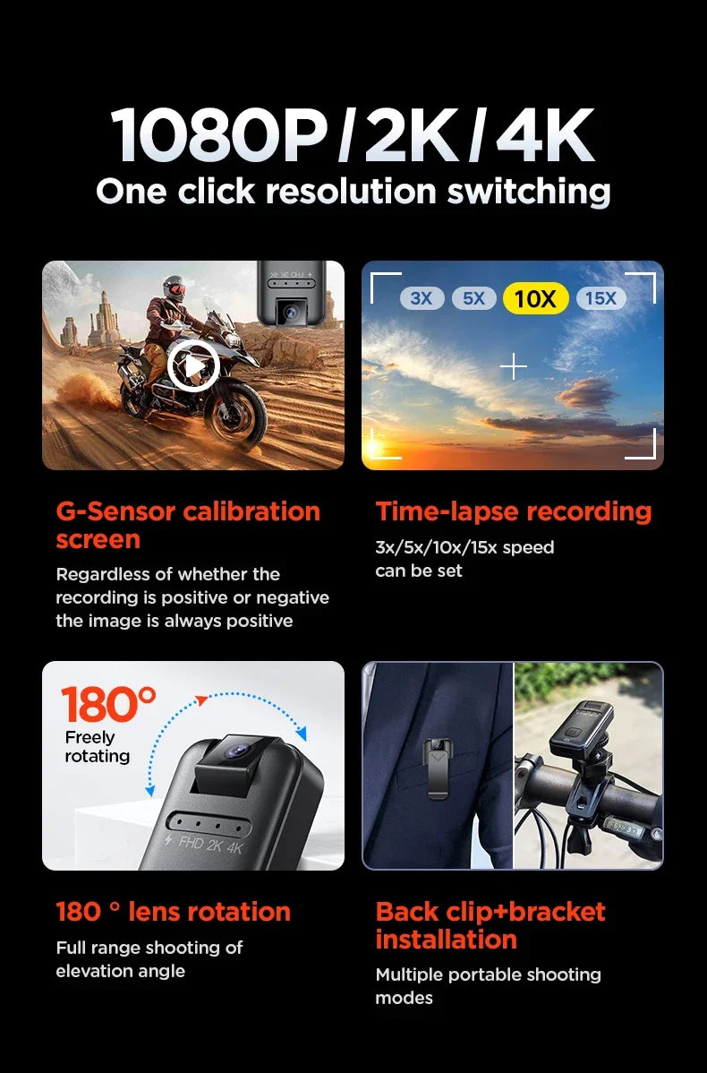 Full HD 4K Micro camera  portable recording equipment for riding motorcycles, bicycles, police law enforcement recorders, extrem