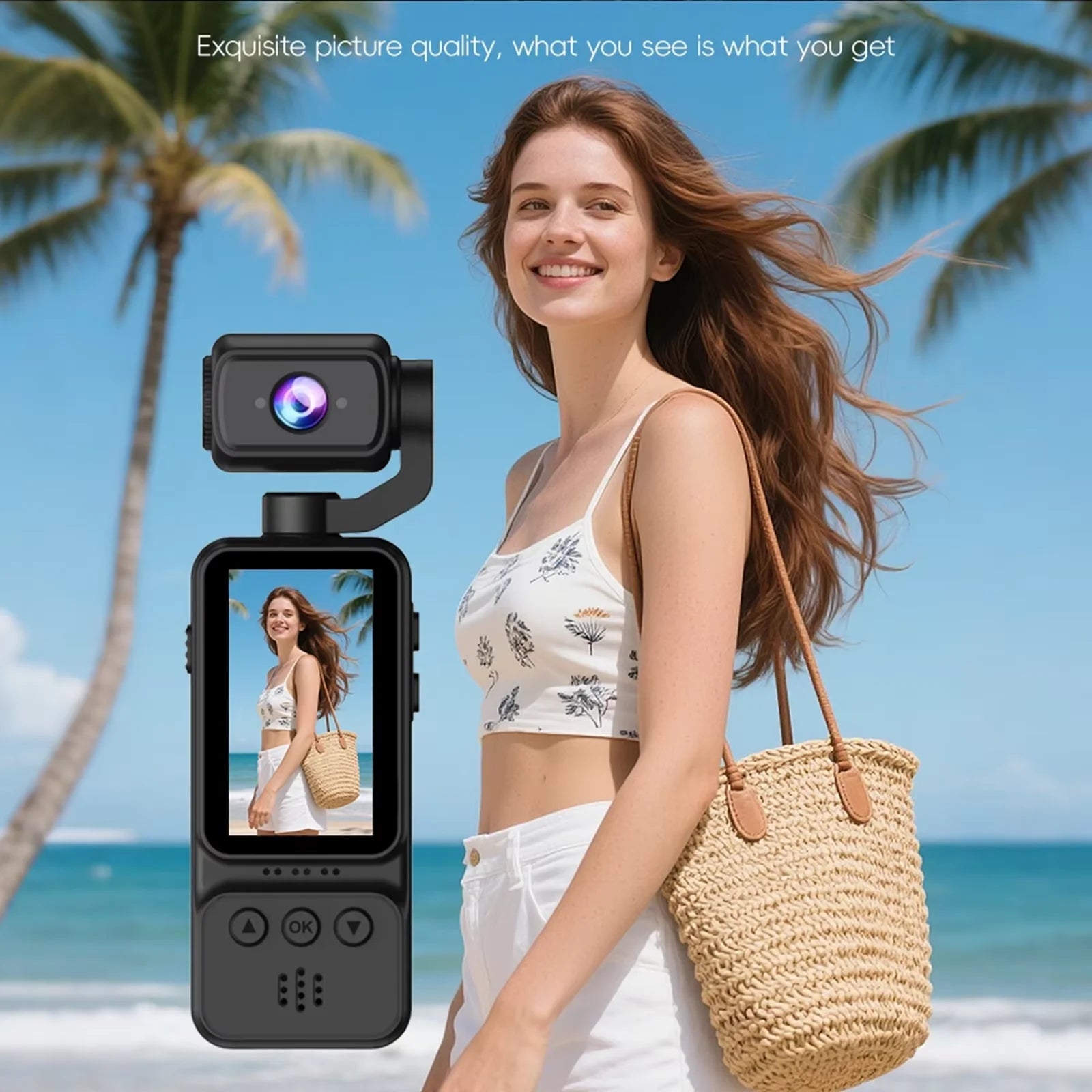 1080P HD Video Recording Camera - High Definition 180° Manual Rotation Lens Camera, Portable Rechargeable Vlog Camera