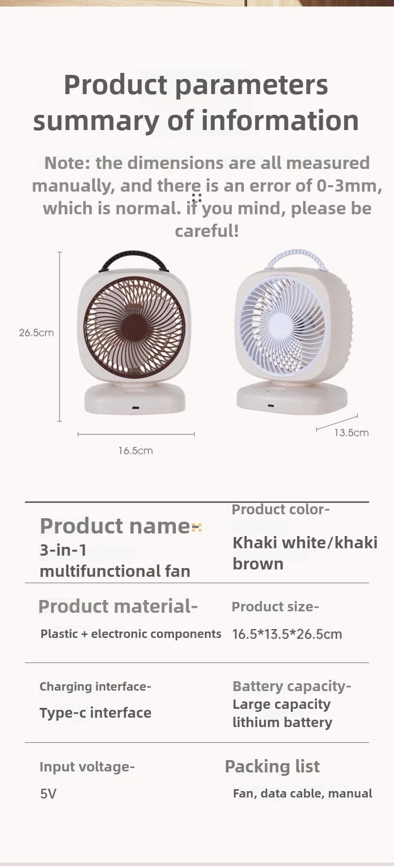 1200mAh-2000mAh Air Circulation Wireless Fan Household Desktop Office Portable Desk Fan Bedroom Large Wind Ceiling Fan