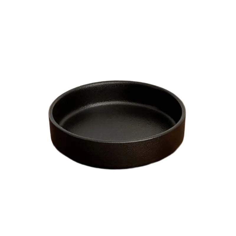 Black White Matte Ceramic Deep Plate Soup Bowl Plates Salad Plate Vintage Round Fruit Plates Western Steak Main Course Plate