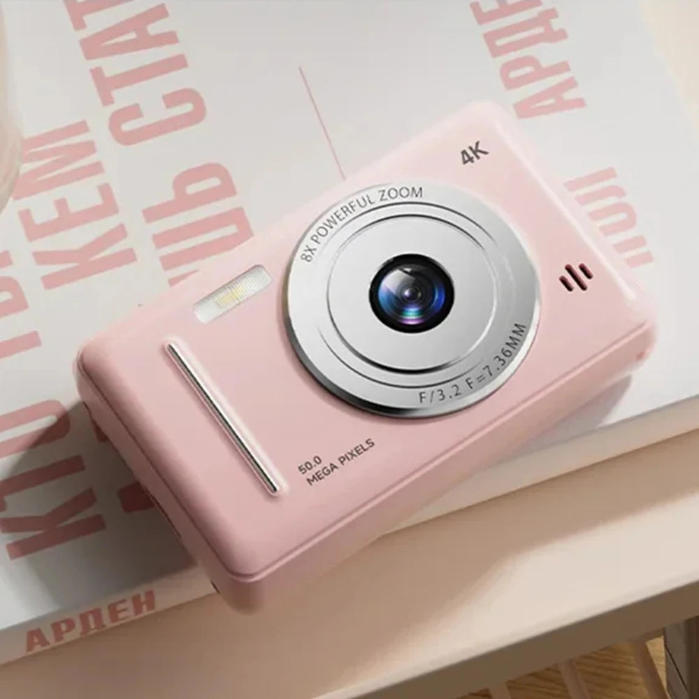 4k Digital Camera IPS HD 50MP CCD Camera 2.4" Autofocus Vlogging Student Camcorder 8X Dual Cam and LED Flash Video Photo Filming