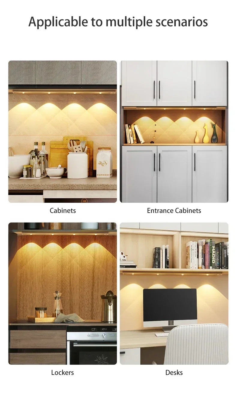 LED Cabinet Night Light Motion Sensor Wireless Ultra Thin Under Cabinet Lamp For Kitchen Bedroom Wardrobe Indoor Lighting