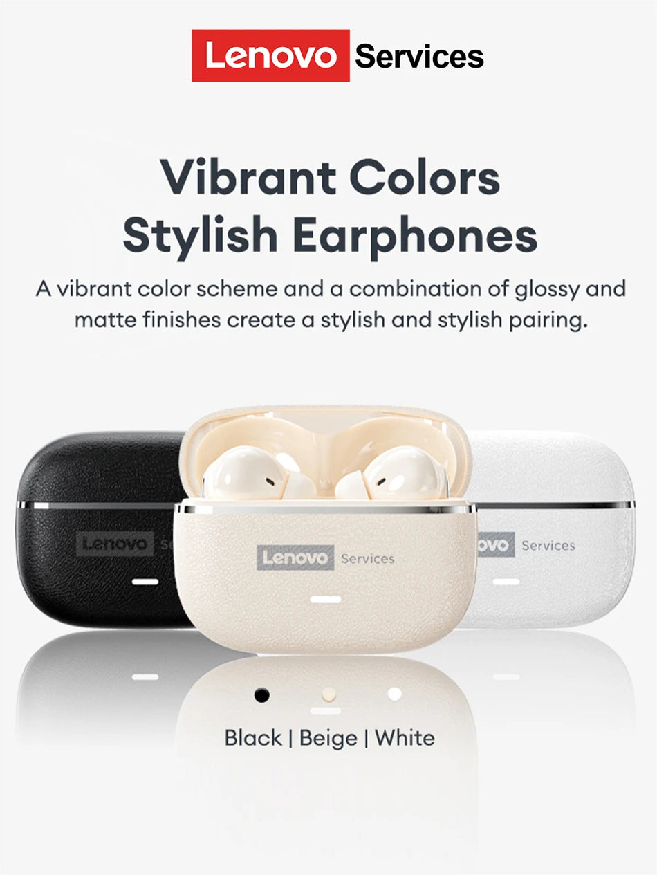 Lenovo LE208 TWS Bluetooth 6.0 Wireless Leather Earphones Stereo ENC Noise Cancelling Headphone 38ms Low Latency Gaming Headset
