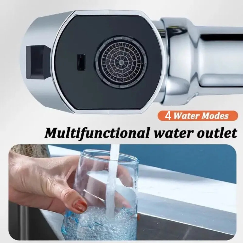 4 Mode Real Waterfall Kitchen Faucet Extension Adapter for Bathroom Basin Aucets Bubbler Nozzle Waterfall Sprayer Tap Fit Shower
