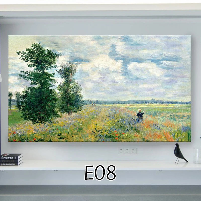 TV Screen Dust Proof Cover Landscape Pattern TV Monitor Cover 32-75 inch High Elastic LCD Protector Cloth