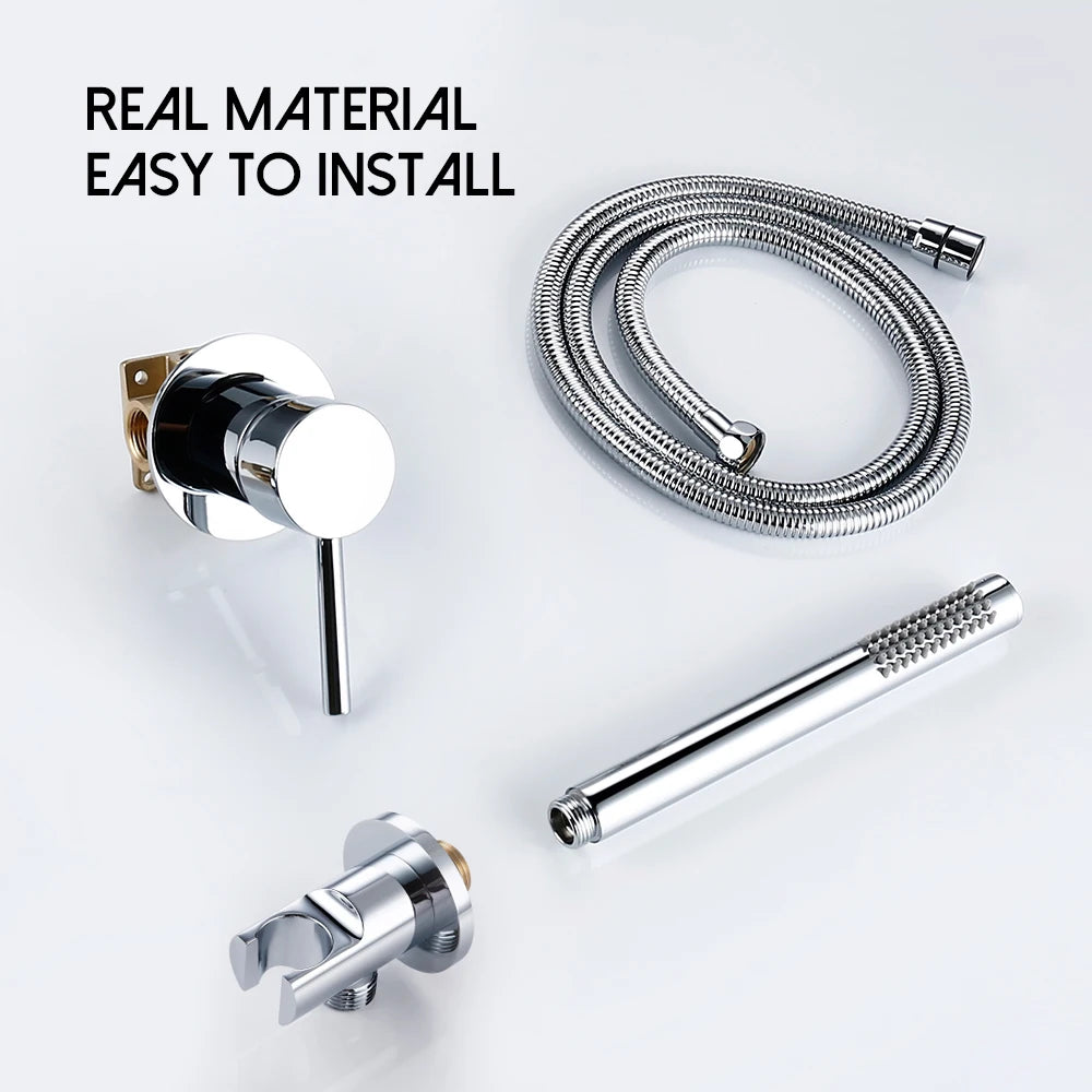 Handheld Shower Bathroom Shower Faucet  Hot & Cold Water Tap Brass Shower Holder And Stainless steel 1.5M Hose Wall Mount Mixer