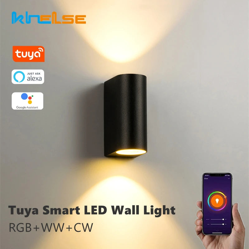Tuya Smart LED Wall Light Up and Down RGB CCT Outdoor Bluetooth/WIFI APP Control GU10 Bulb Exterior Garden Porch Sconces Lamp