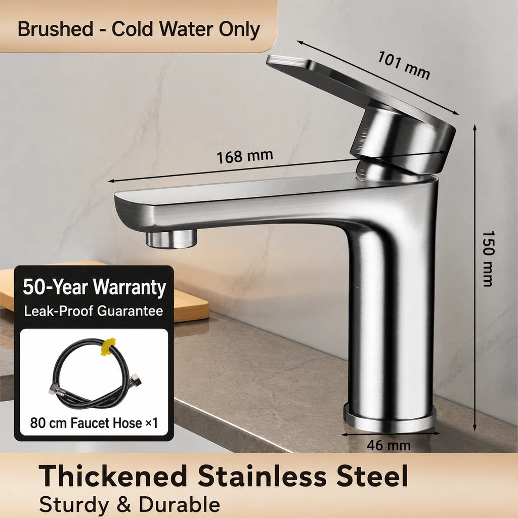 304 Stainless Steel Bathroom Sink Faucet Hot Cold Mixer Tap Single Handle Washbasin Water Faucet for Bathroom Vanity
