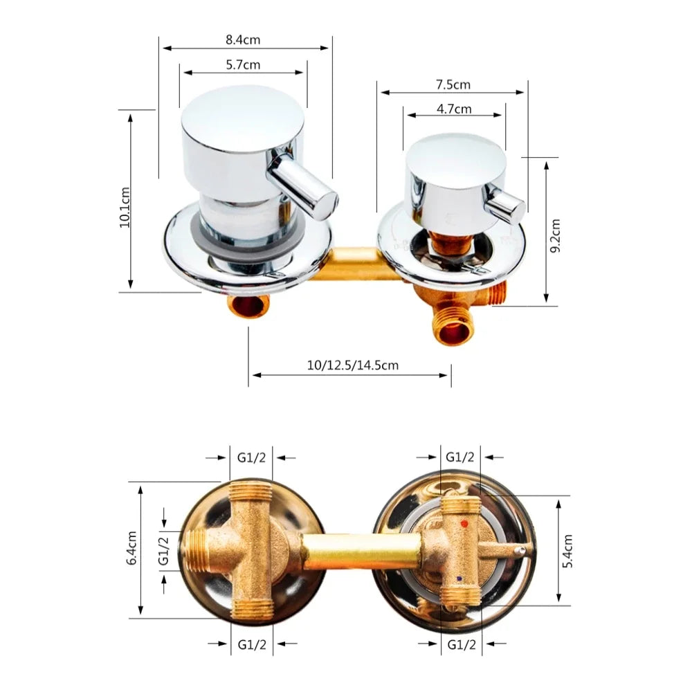 2/3/4/5 Ways Water Outlet Screw Thread Center Distance 10cm Mixing Valve Brass Bathroom Shower Mixer Faucet Tap Cabin