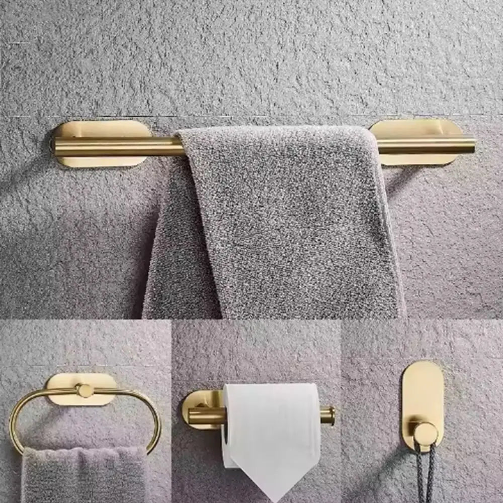 4/5Pcs Stainless Steel Bathroom Hardware Set Anticorrosion Wall Mount Bathroom Towels Rack No Punching Rustproof Towel Bar