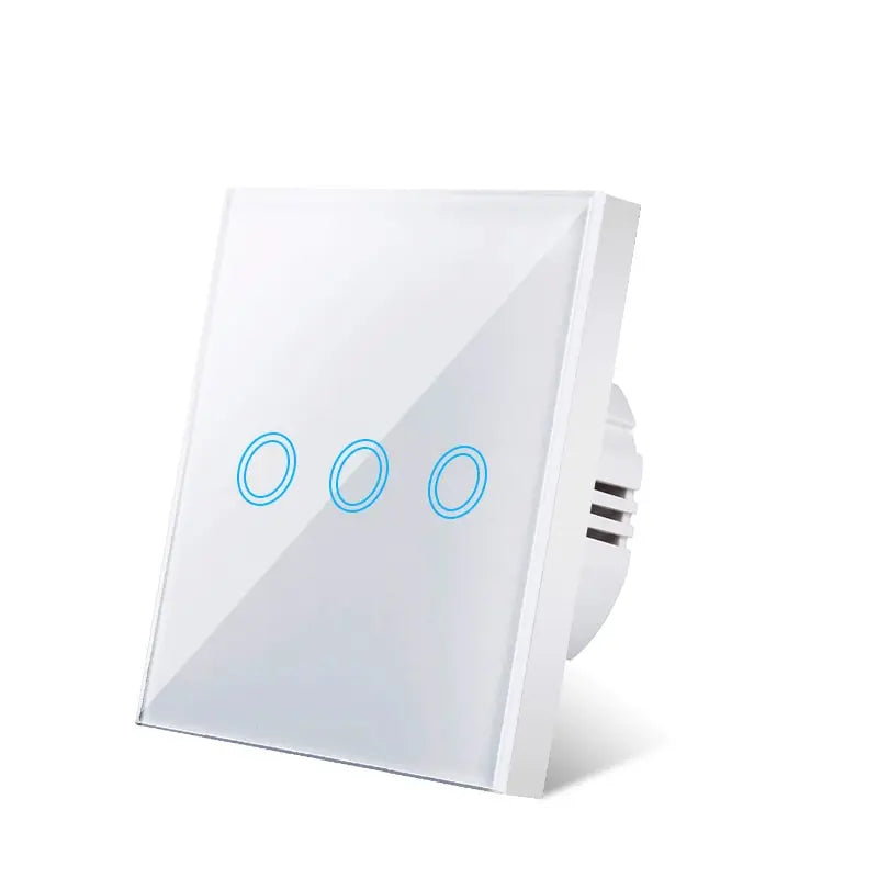 European AC100-240V Tempered Black White Crystal Glass Touch Switch Panel Wall Light Sensor Button 1/2/3 Gang 10A Interrupt