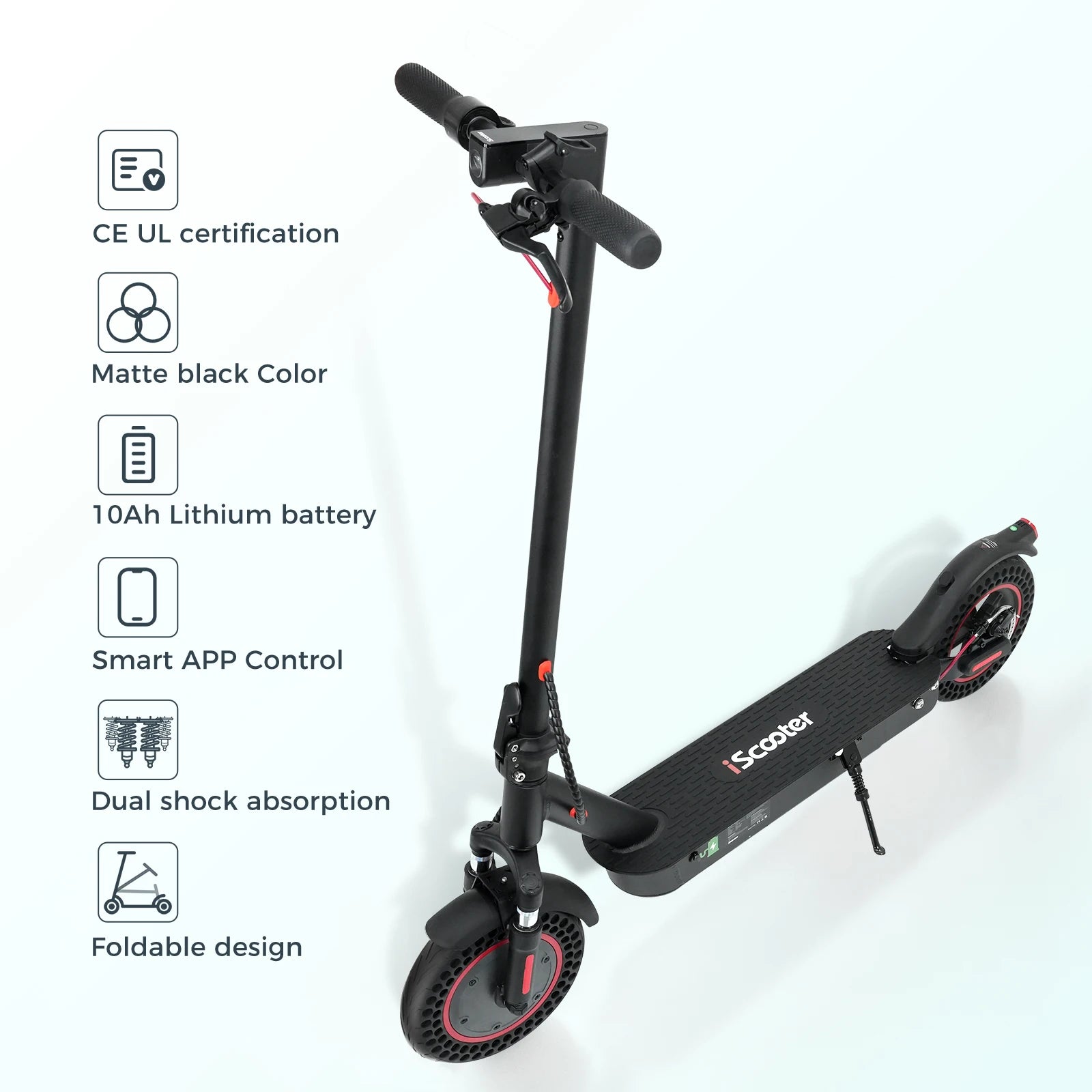 ISCOOTER I9MAX Adult E-Scooter 500W Motor E-Scooter 36V10AH Battery E Scooter 10 Inch Solid Tires Electric Scooter