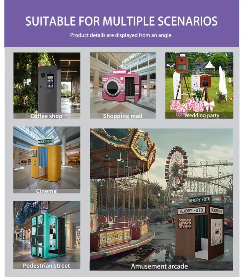 customize Commercial Use Custom Made Photo Booth Automatic Machine Multiple Scene Setup Selfie Photo Booth with Camera