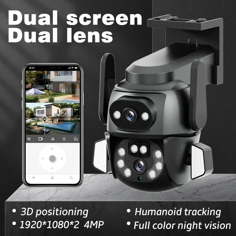 4MP UHD Carecam APP Dual Lens Wireless PTZ IP Dome Camera Full Color AI Humanoid Detection Home Security CCTV Baby Monitor