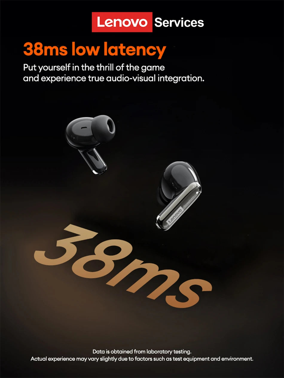 Lenovo LE208 TWS Bluetooth 6.0 Wireless Leather Earphones Stereo ENC Noise Cancelling Headphone 38ms Low Latency Gaming Headset