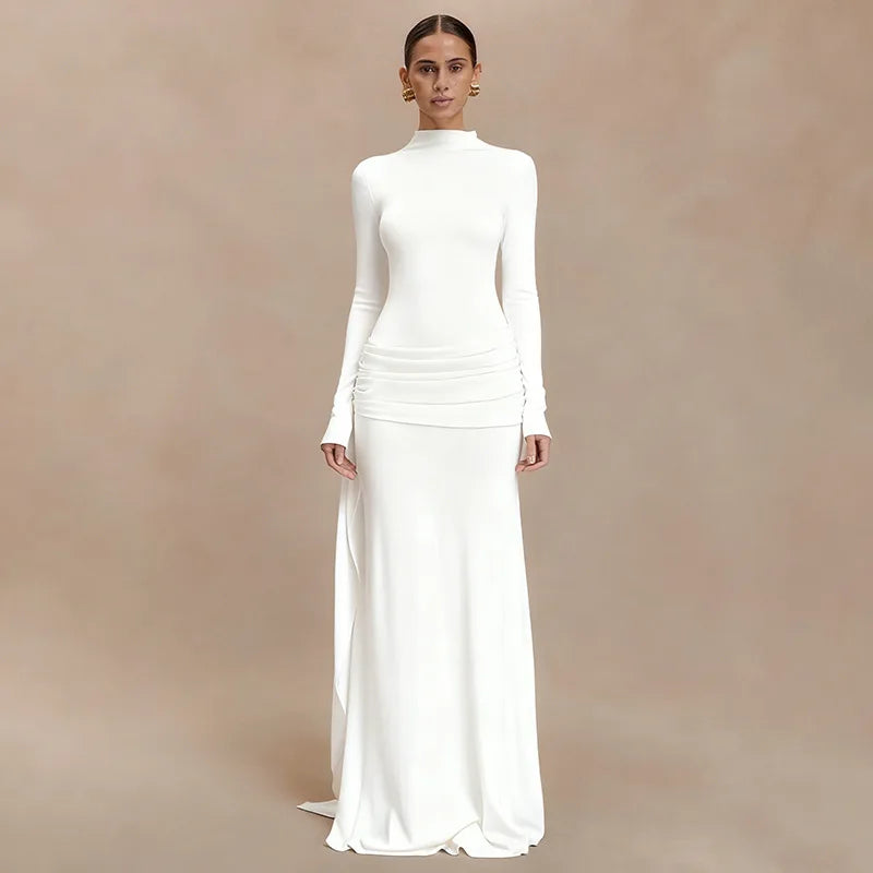 Nsauye Women Vintage Sexy New Fashion Night Club Evening Party Maxi Dress Long Sleeve 2025 Winter Holiday Elegant Bodycon Dress