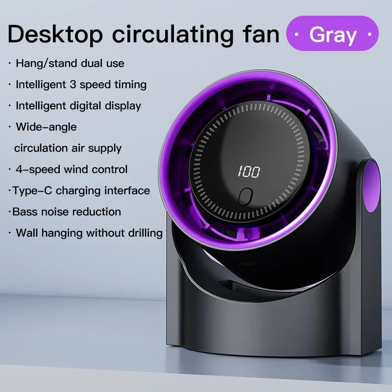 Multi-function electric fan air circulator, wireless portable home silent ventilator desktop wall ceiling fan, air cooler