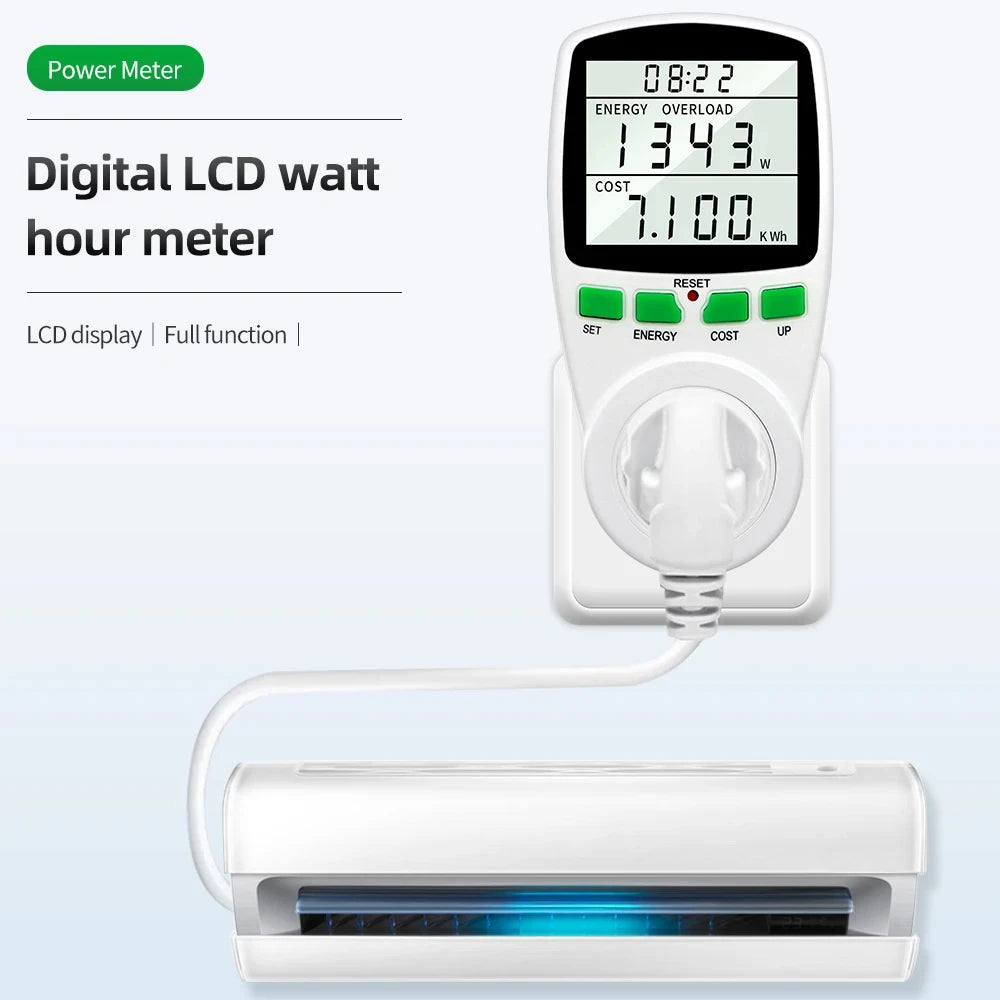 Electricity Power Meter Wattmeter LCD Energy Meter Socket Electric Tester Measuring Outlet Power Analyzer EU UK AU US FR