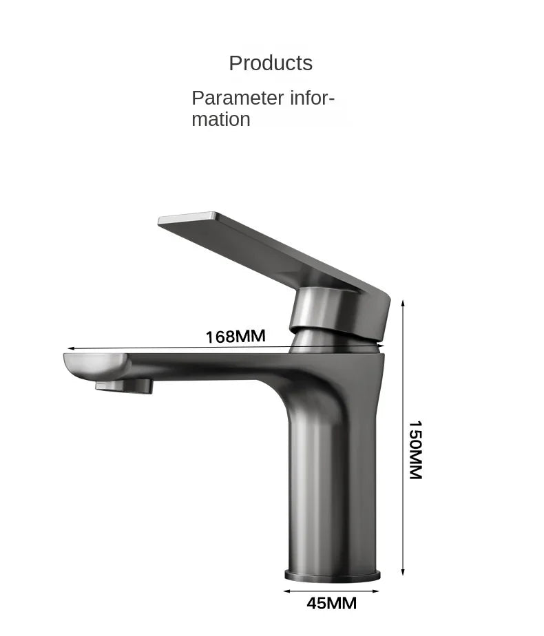 Stainless Steel Hot and Cold Water Faucet for Bathroom Sink, Washbasin, Countertop, Household Stainless Steel Basin Faucet