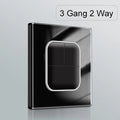 Wallpad 1 2 3 4 Gang Wall Light Switch 1 2 Way Black Glass Impulse Momentary Switch LED Indicator