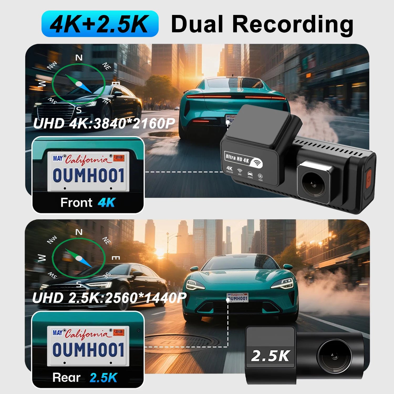 ADAS Dash Cam 4K+2.5K GPS WIFI 24H Night Vision Mini Optional Rear Lens Dashcam Car DVR Video Recorder Camera For Car Black Box