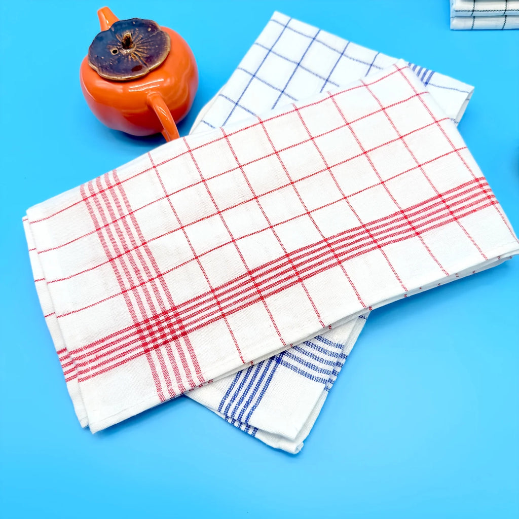 6/12Pcs, 45Cm*60Cm, Two-Color Kitchen Tea Towels, Pure Cotton Striped Plaid Kitchen Towels, Blue/Red Plaid, Dining Supplies, Kit