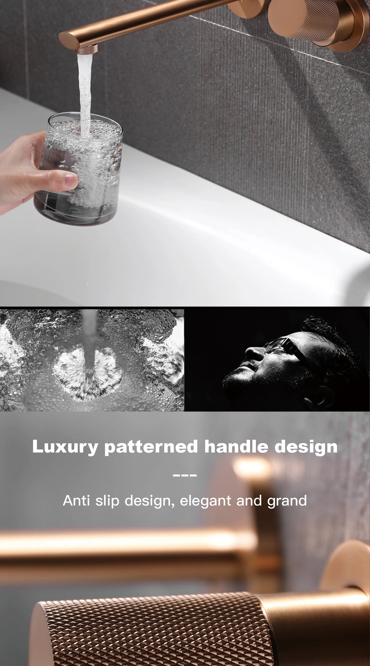Luxury Brass Black Wall Mounted Bathroom Faucet with Single Handle and 2-Hole Modern Design for Hot and Cold Water Basin Faucet