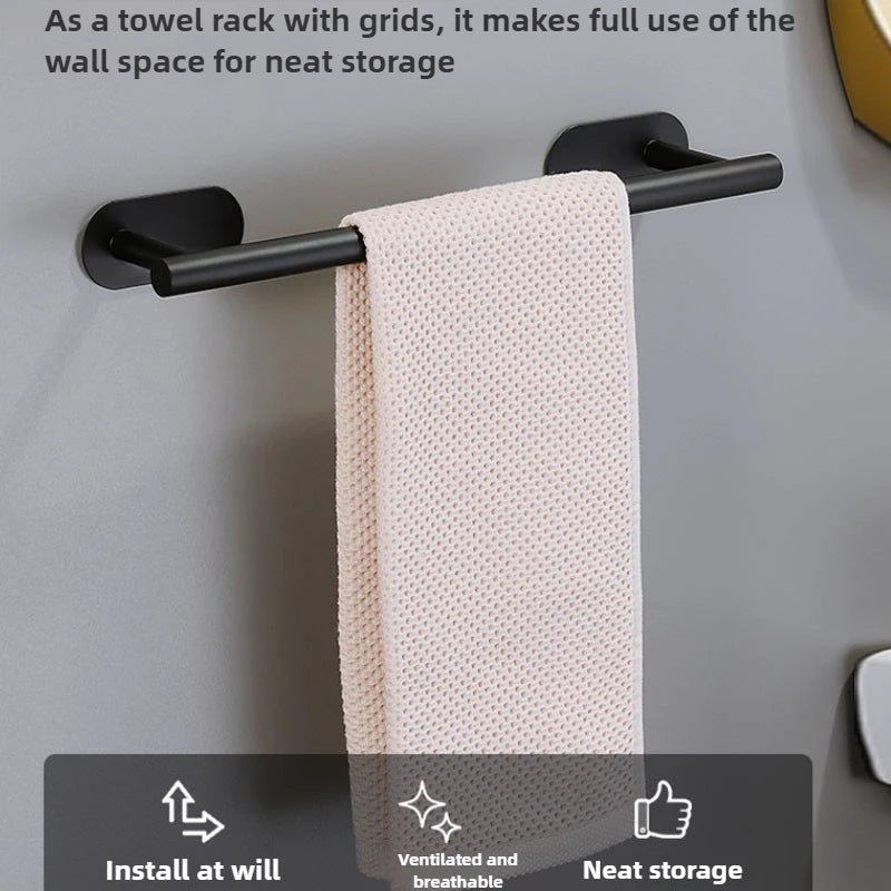 Self Adhesive Stainless Steel Hand Towel Holder No Drill Wall Mount Towel Bar Waterproof Shower Rack for Bathroom Accessories