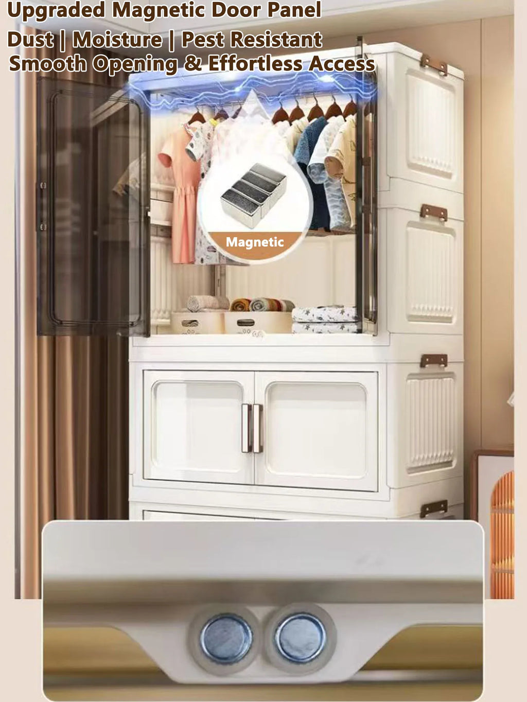 Folding Storage Cabinet Wall Mounted Foldable Locker Compact Organizer for Home Office Space Saving Design