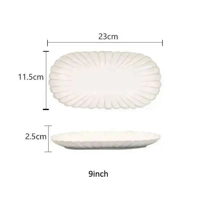 Kiln Changing Japanese Dinner Plates Ceramic White Glaze Tableware Set Western Steak Dish Salad Bowl Spoon Home Hotel Dinnerware