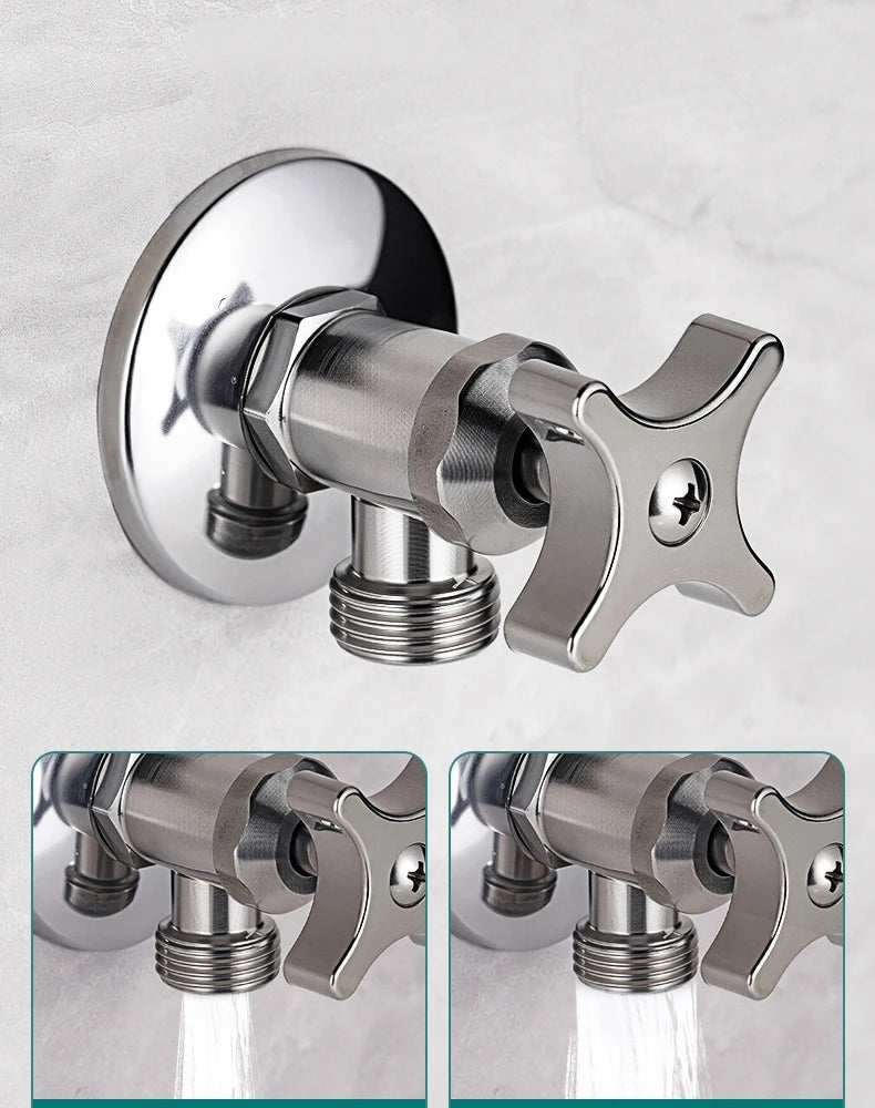 Stainless Steel Bathroom Quick Opening Triangle Valve Faucet Accessories Thickened Triangle Valve For Hot and Cold Water