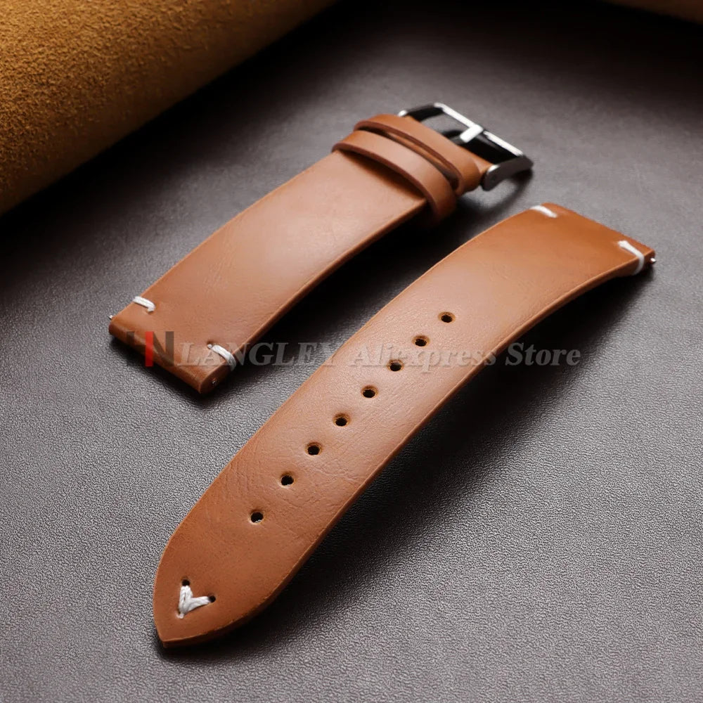 18mm 20mm 22mm Vintage Oil Wax Leather Watch Band Brown Black Cowhide Straps Quick Release Universal Bracelet for Men Wristbands