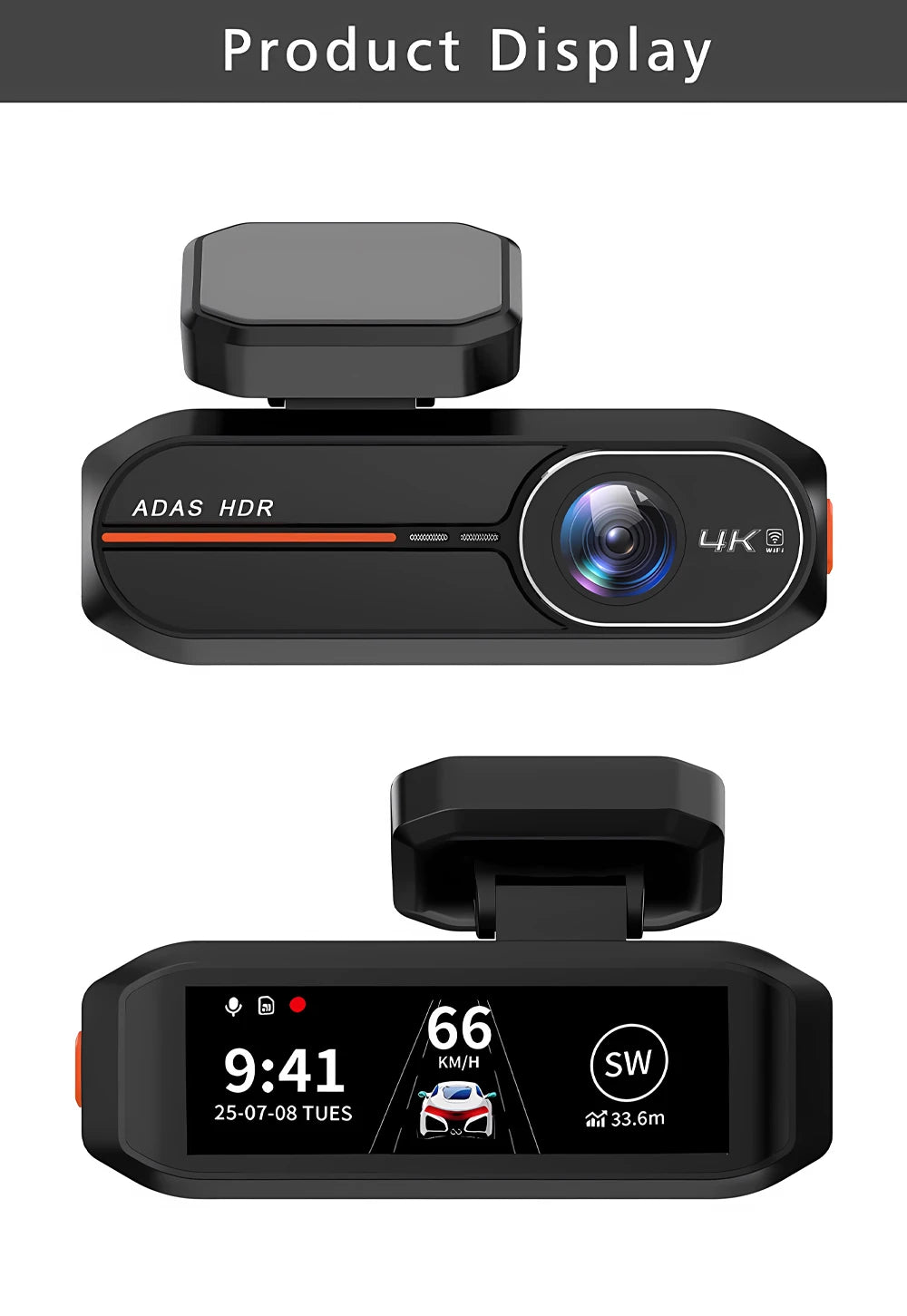 UHD 4K 3840*2160P Dash Cam ADAS WiFi GPS Front 4K Rear 2.5K DVR Video Recorder 24H Night Vision Dash Cam Car Camera Black Box