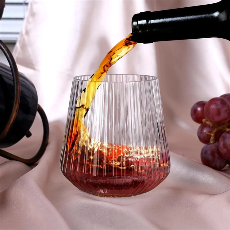 24 Pack Plastic Ribbed Wine Glasses 14Oz Origami Disposable Wine Glasses Unbreakable Clear Plastic Cocktail Glasses  Wine Cups